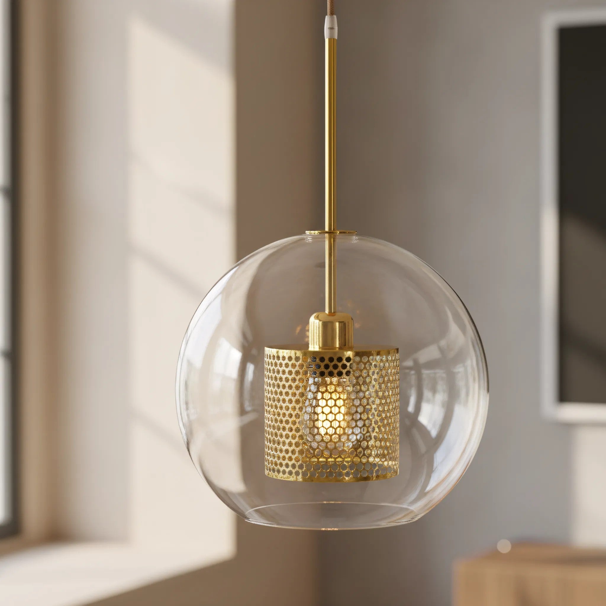 Lampa Wisząca Szklana Loft APP555-1CP 25cm ZŁOTA 10