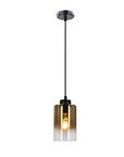 Aspra lampa wisząca czarny 1x60w e27 klosz bursztynowy