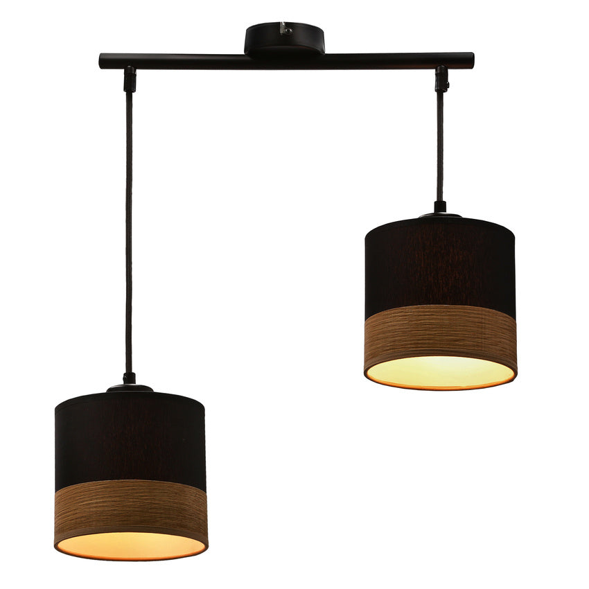 Porto lampa wisząca czarny 2x60w e27 abażur czarny+fornir