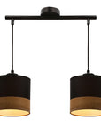 Porto lampa wisząca czarny 2x60w e27 abażur czarny+fornir