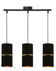 Gina lampa wisząca czarny 3x60 e27 abażur 12x25 czarny złota folia+złoty pasek