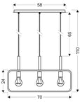 Lampa wisząca miętowa regulowana wysokość 3x60W E27 Frame 33-73754