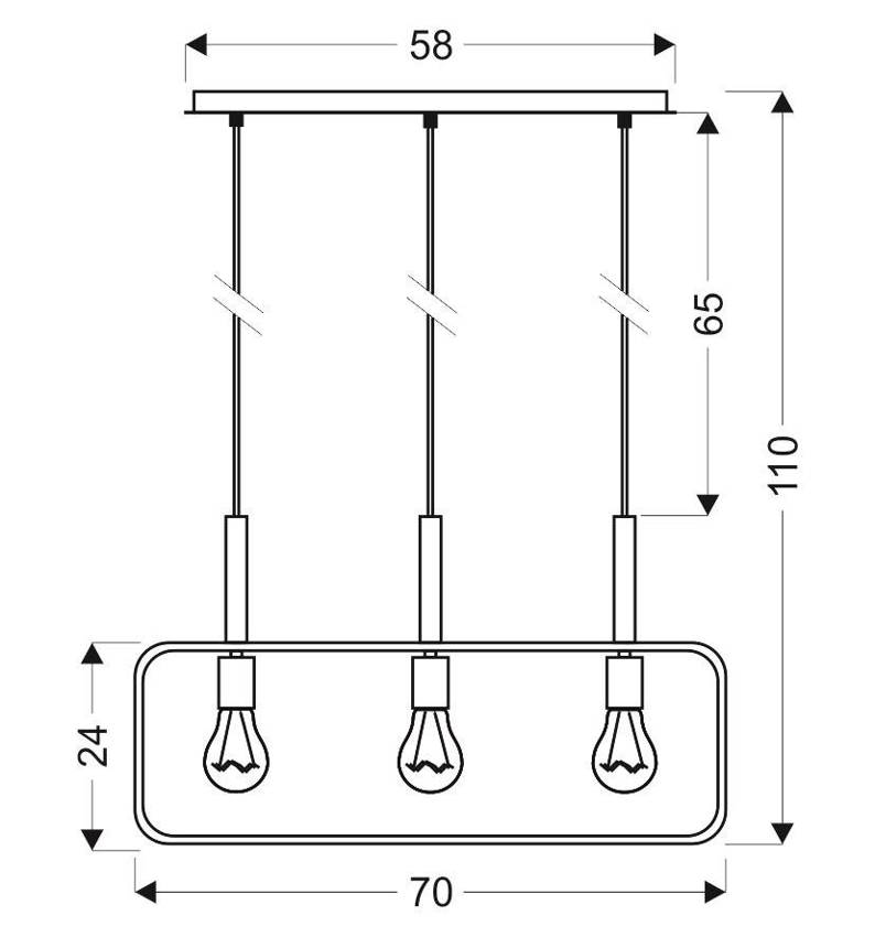 Lampa wisząca miętowa regulowana wysokość 3x60W E27 Frame 33-73754
