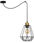 Lampa wisząca czarny + złoty druciany klosz Primo 31-06165
