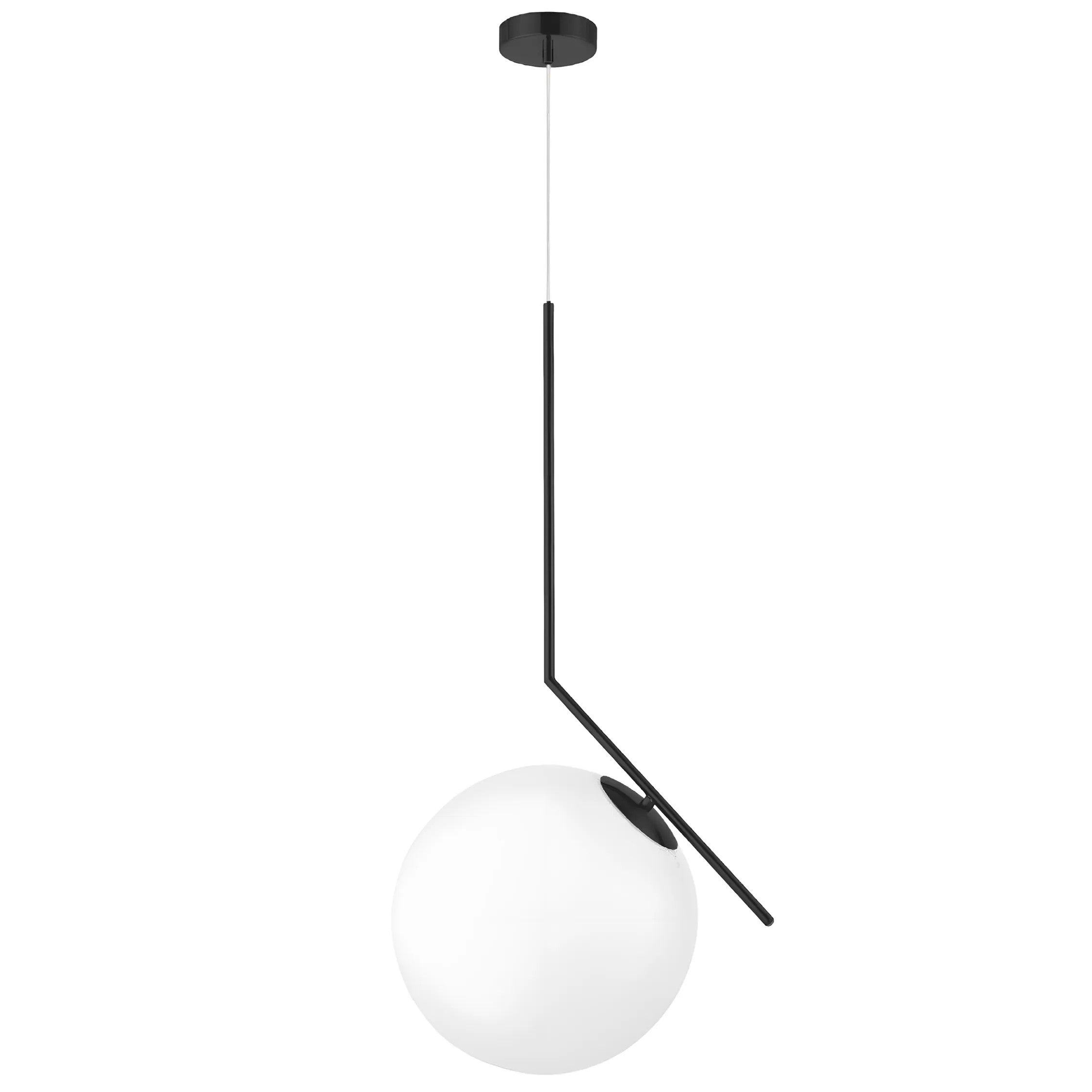 Lampa Sufitowa Wisząca Szklana Kula G107-1W Czarna Biała 11