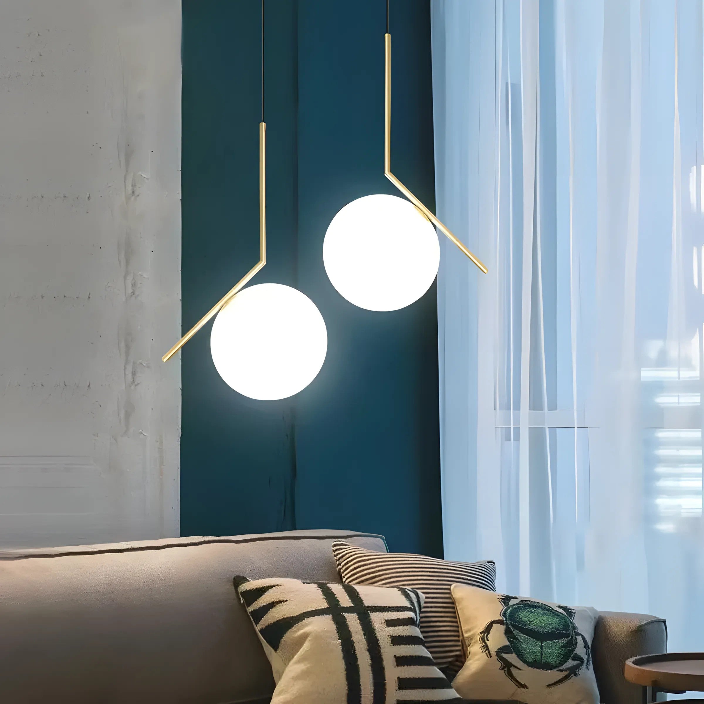 Lampa Sufitowa Wisząca Szklana Kula G106-1W Złota Biała 11