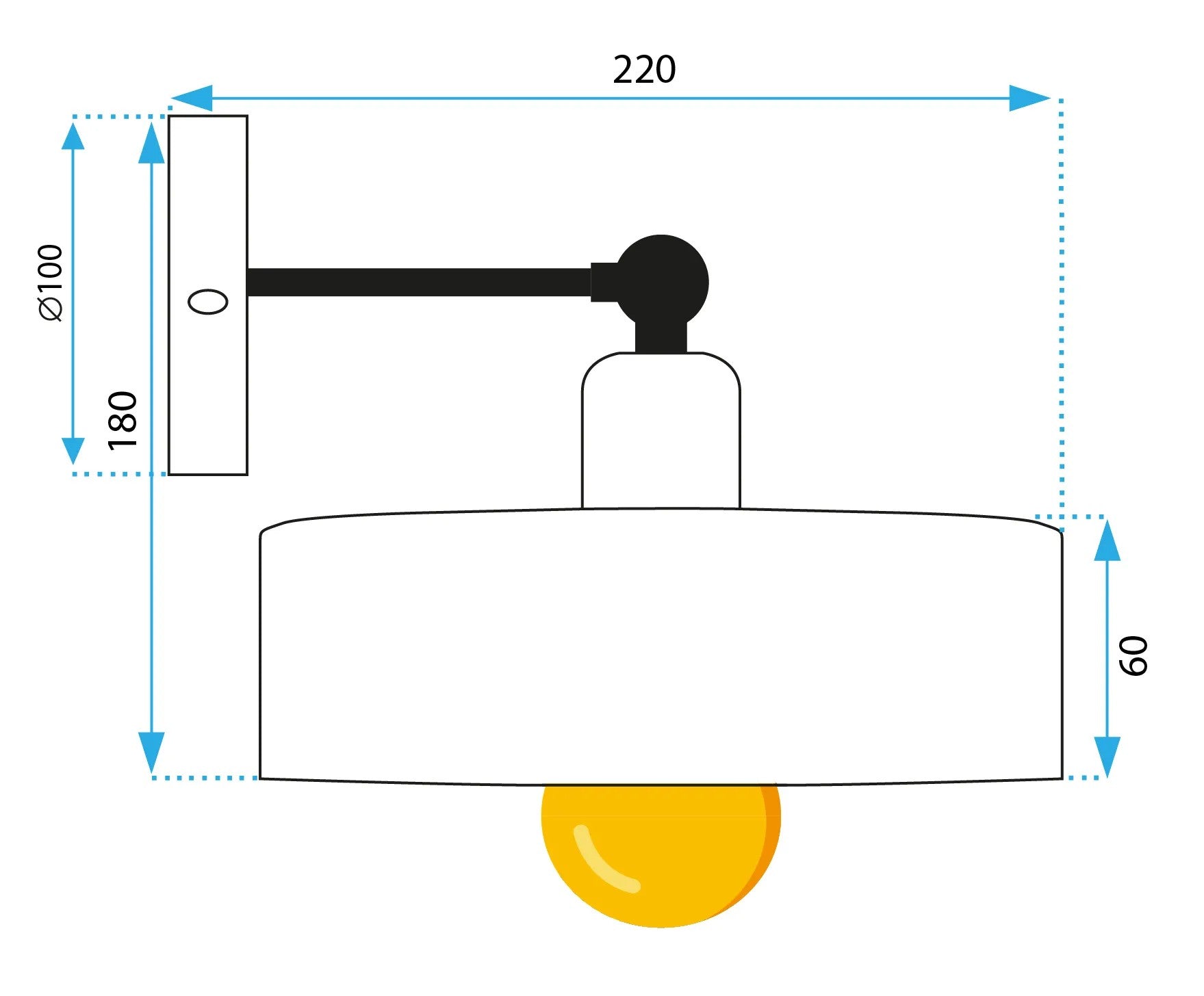 LAMPA ŚCIENNA KINKIET APP1332-1W BLACK GOLD 11