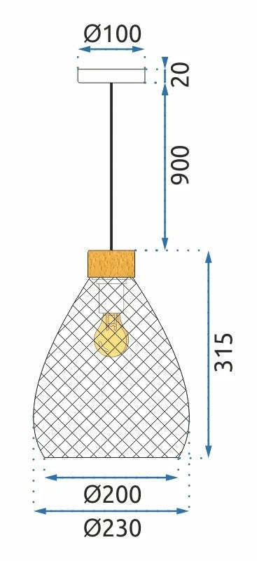 Lampa Sufitowa Szklana Retro APP897-1CP Czarna 11