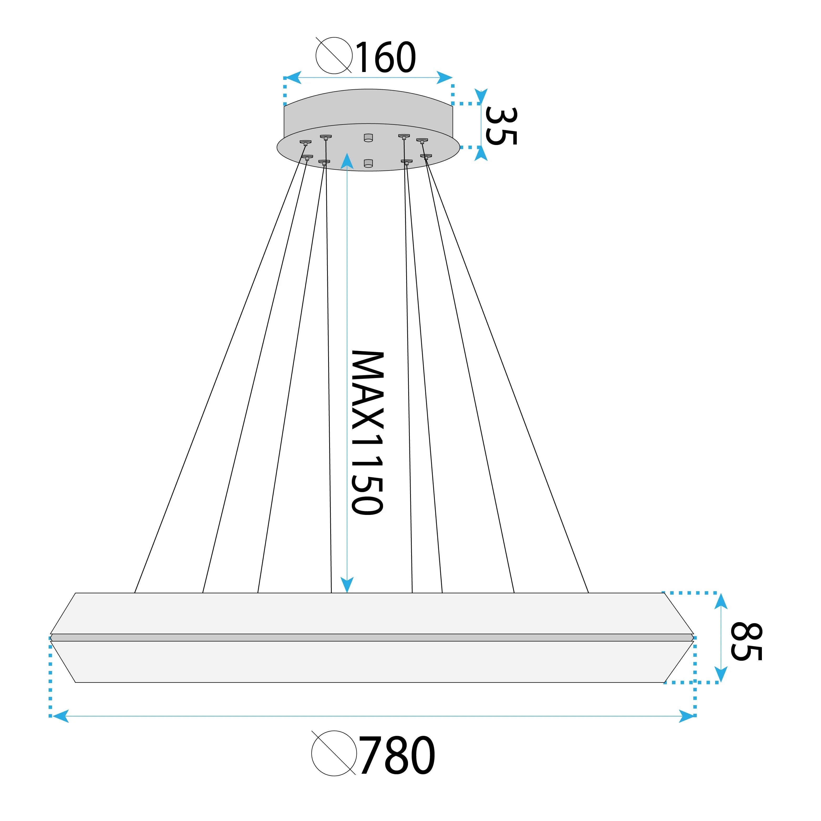 LAMPA SUFITOWA WISZĄCA LED APP1769-CP Złota 80cm 11