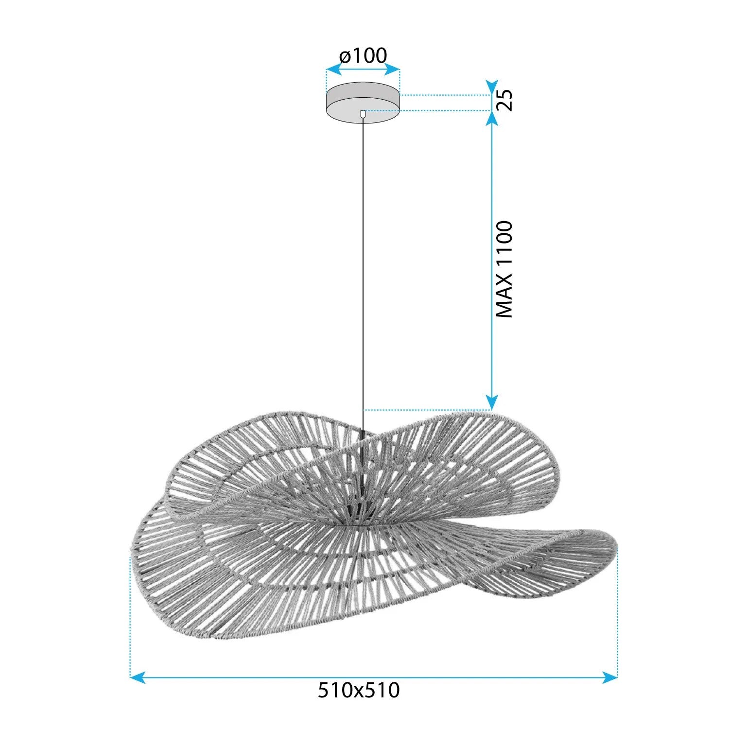 Lampa Sufitowa Wisząca Boho APP1737-1CP 50CM 11