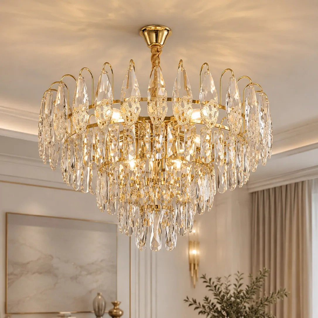 Lampa Wisząca Z Kryształami SWE080-CP 50cm Złota 11