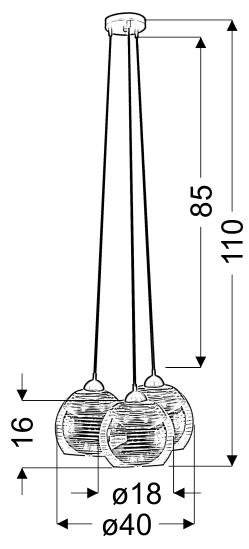 Trio lampa wisząca e27 klosz złoty 33-11961