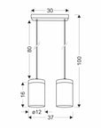 Wels lampa wisząca 2X40 czarny+drewniany klosz dymiony 32-21991