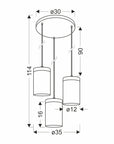 Wels lampa wisząca na plafonie 3X40 czarny+drewniany klosz dymiony 33-22011