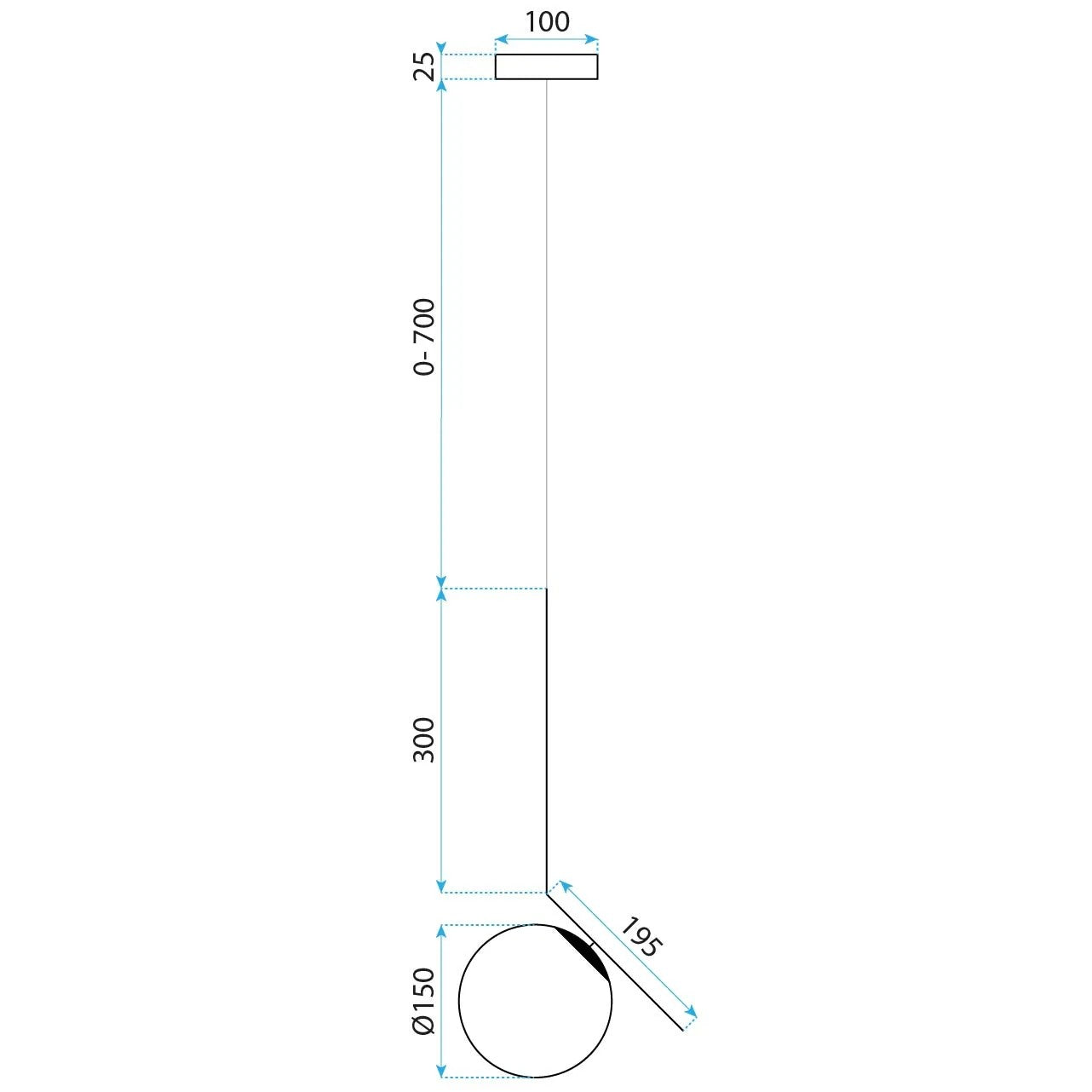 Lampa Sufitowa Wisząca Szklana Kula G107-1W Czarna Biała 12