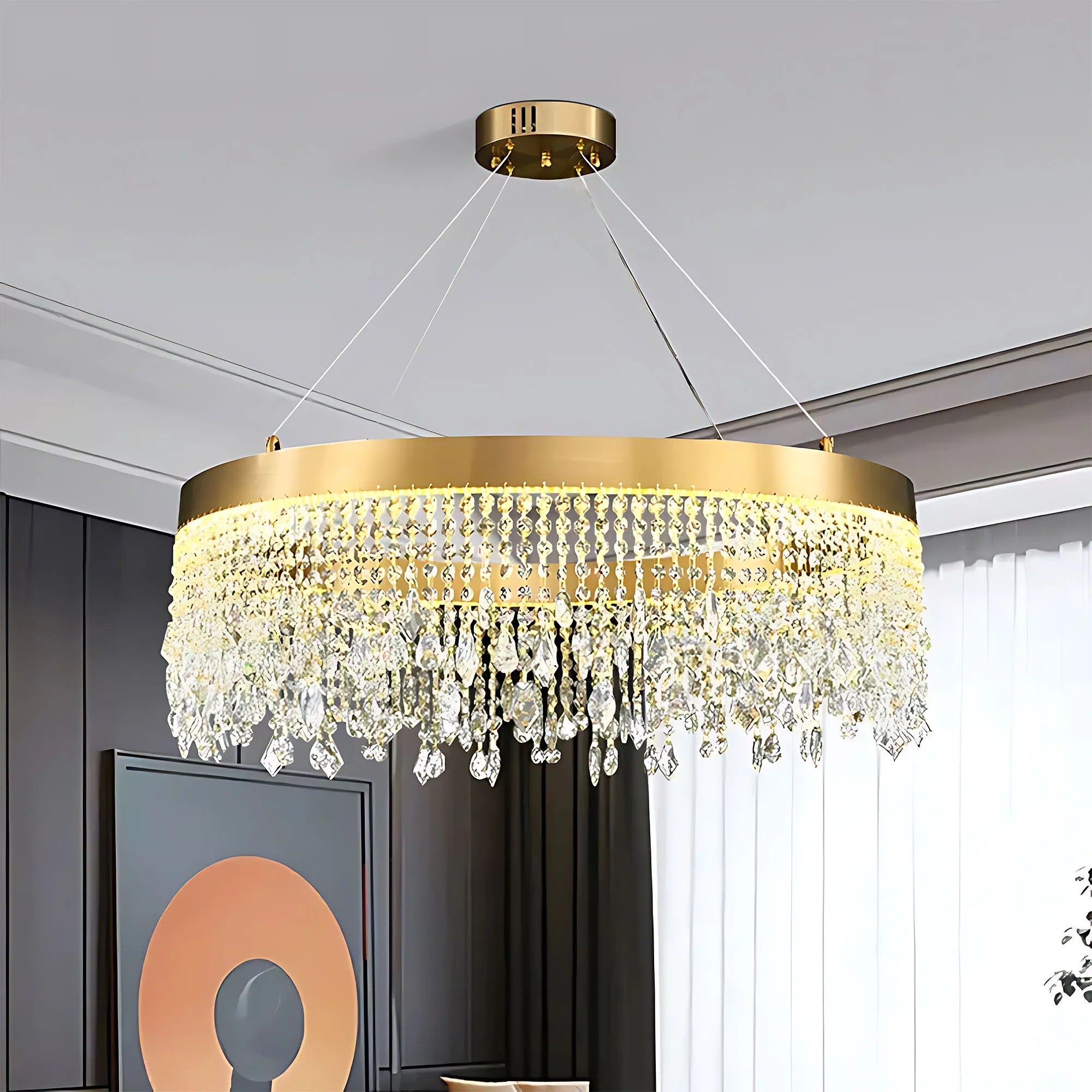 LAMPA SUFITOWA WISZĄCA LED APP1731-1CP Złota 60cm 12