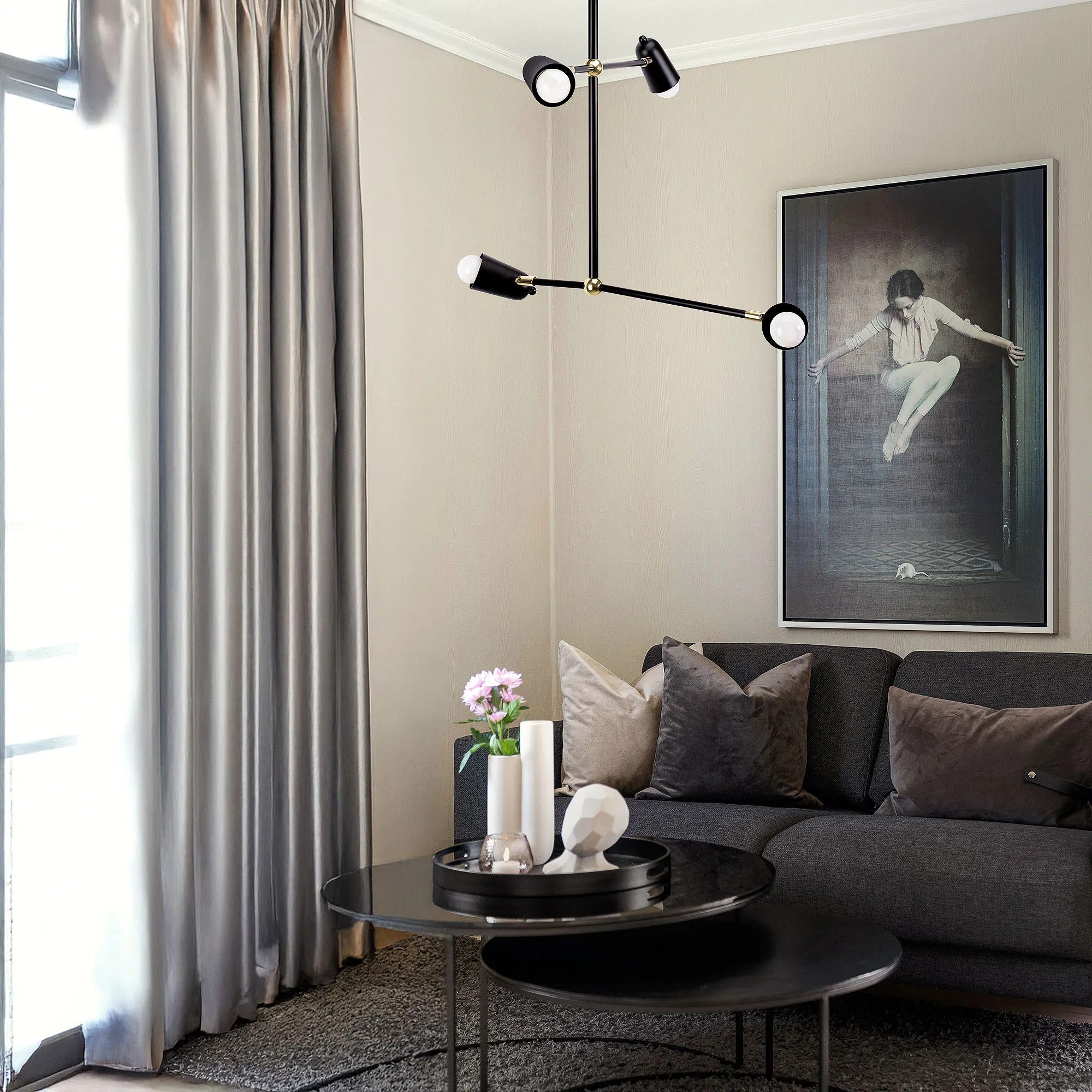 Lampa Wisząca 4-ramienna APP1708-4CP CZARNA + ZŁOTO 12