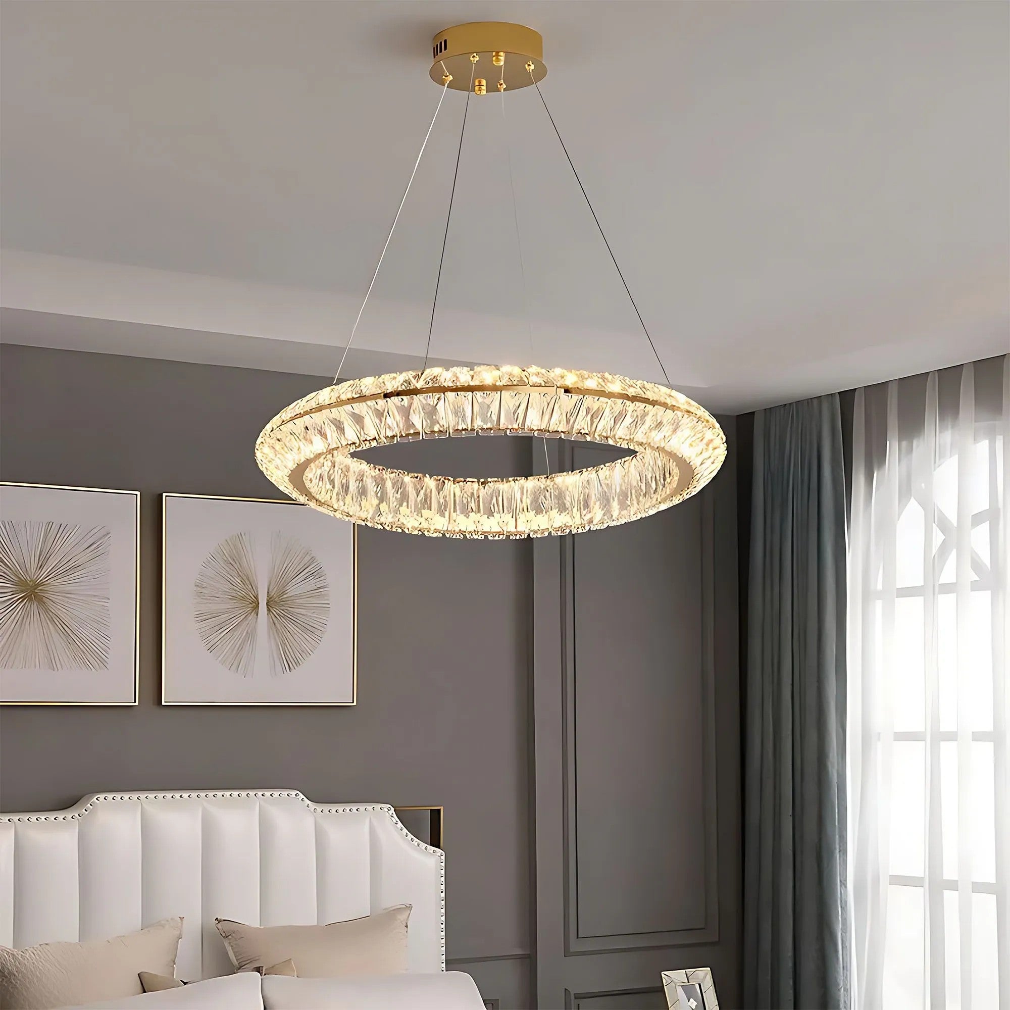 LAMPA SUFITOWA WISZĄCA LED APP1768-CP Złota 60cm 12
