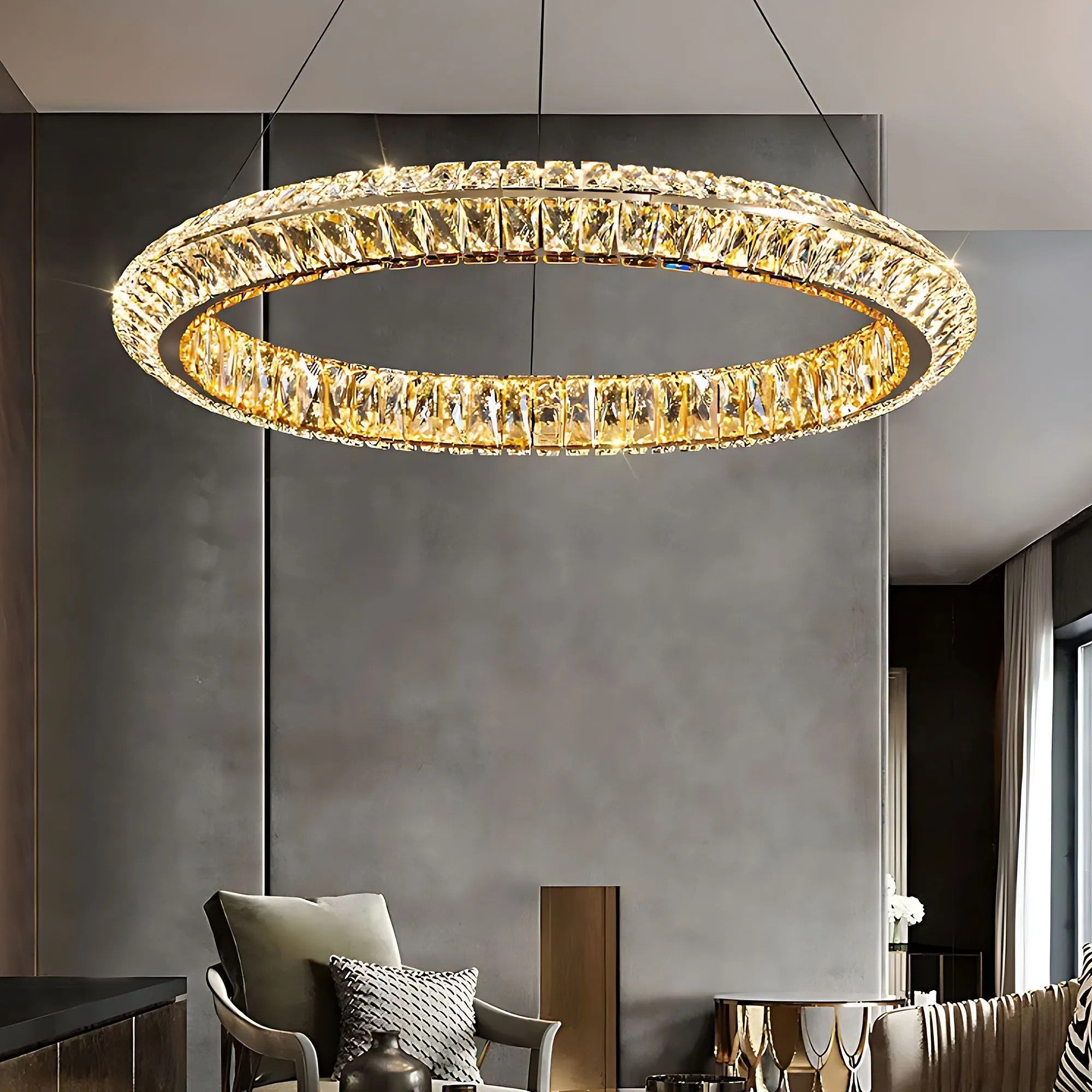 LAMPA SUFITOWA WISZĄCA LED APP1769-CP Złota 80cm 12