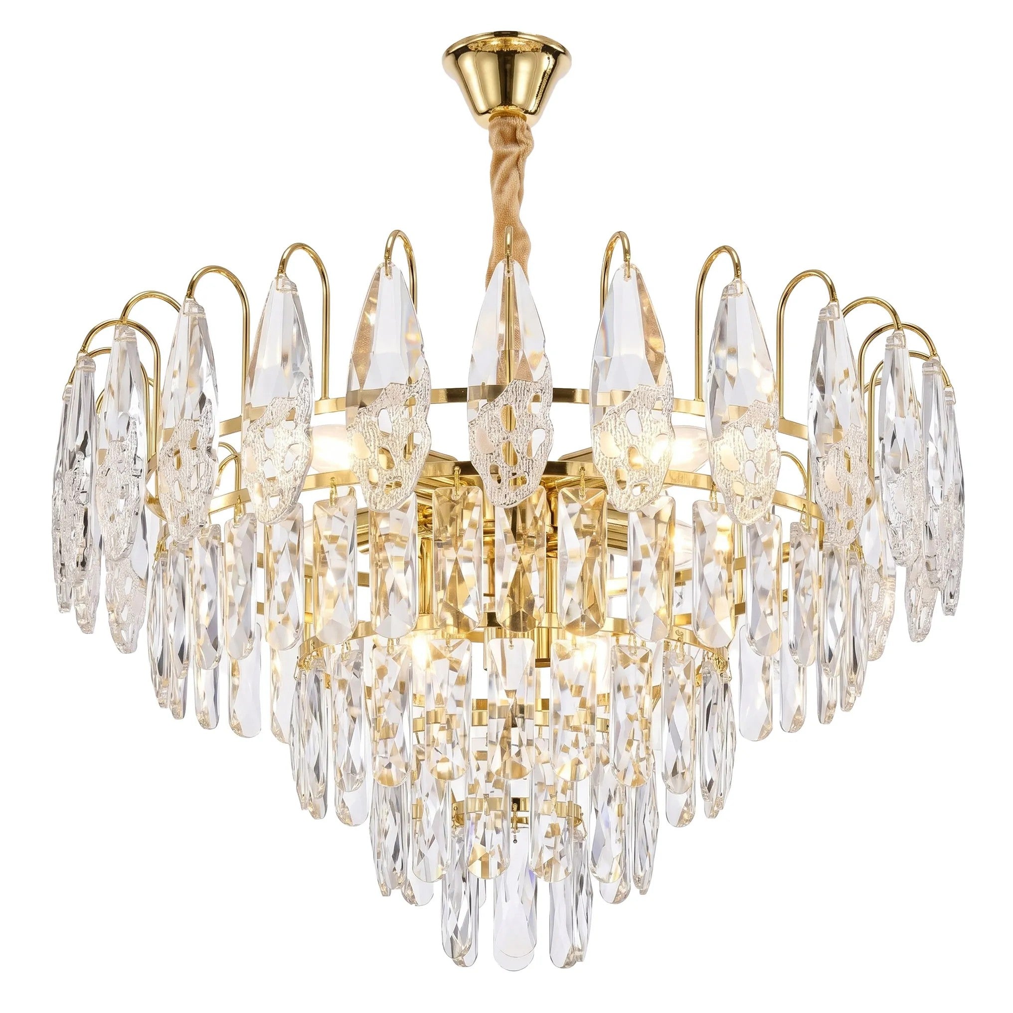 Lampa Wisząca Z Kryształami SWE080-CP 50cm Złota 12