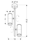 Tuba Wisząca Podwójna Czarna Regulowana Candellux 32-76267
