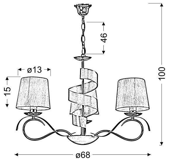 Lampa sufitowa żyrandol chromowy 3x40W E14 Denis Candellux 33-23414