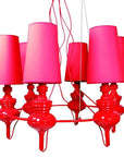 Lampa wisząca czerwona regulowana żyrandol 6xE14 Decoria Candellux 36-30583