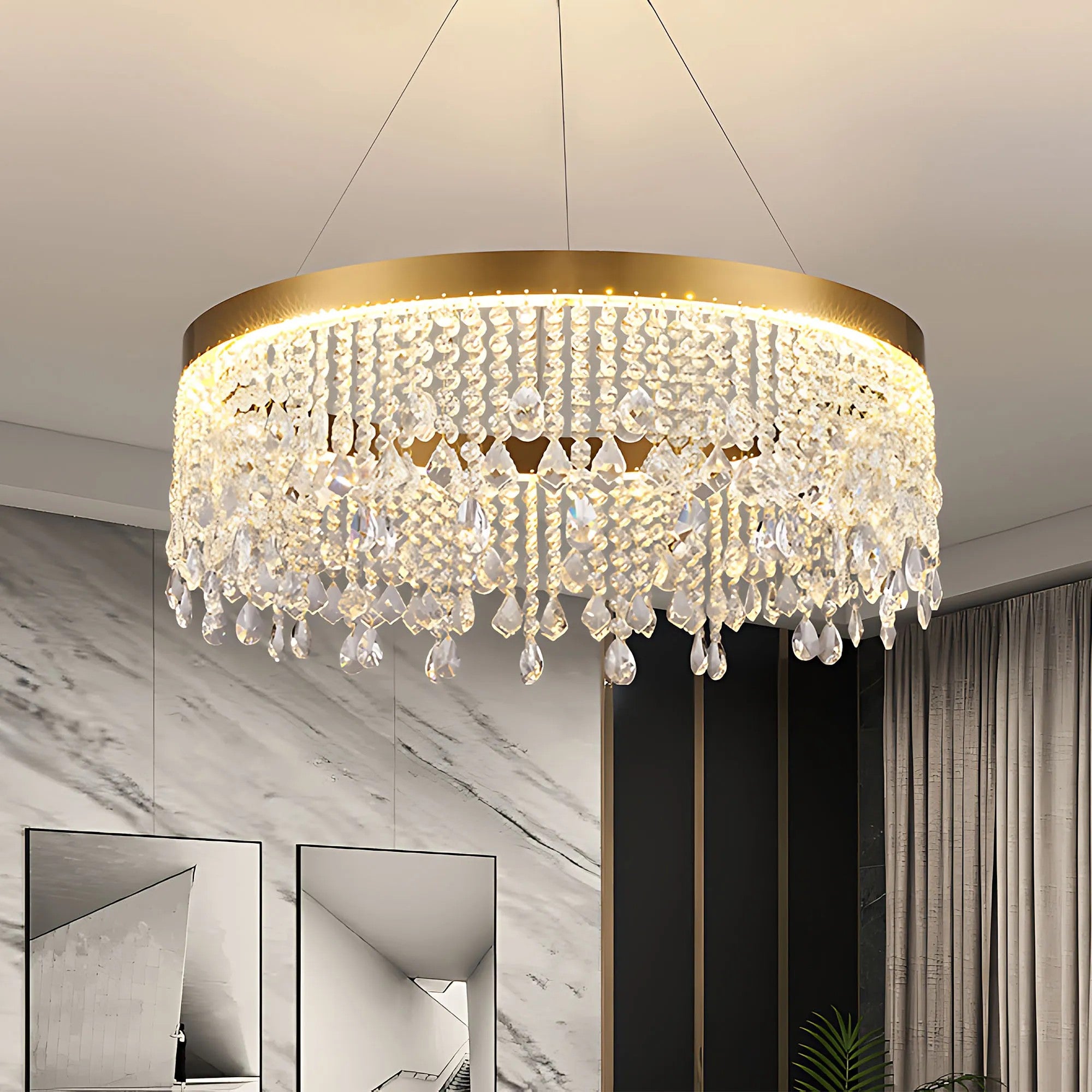 LAMPA SUFITOWA WISZĄCA LED APP1731-1CP Złota 60cm 13