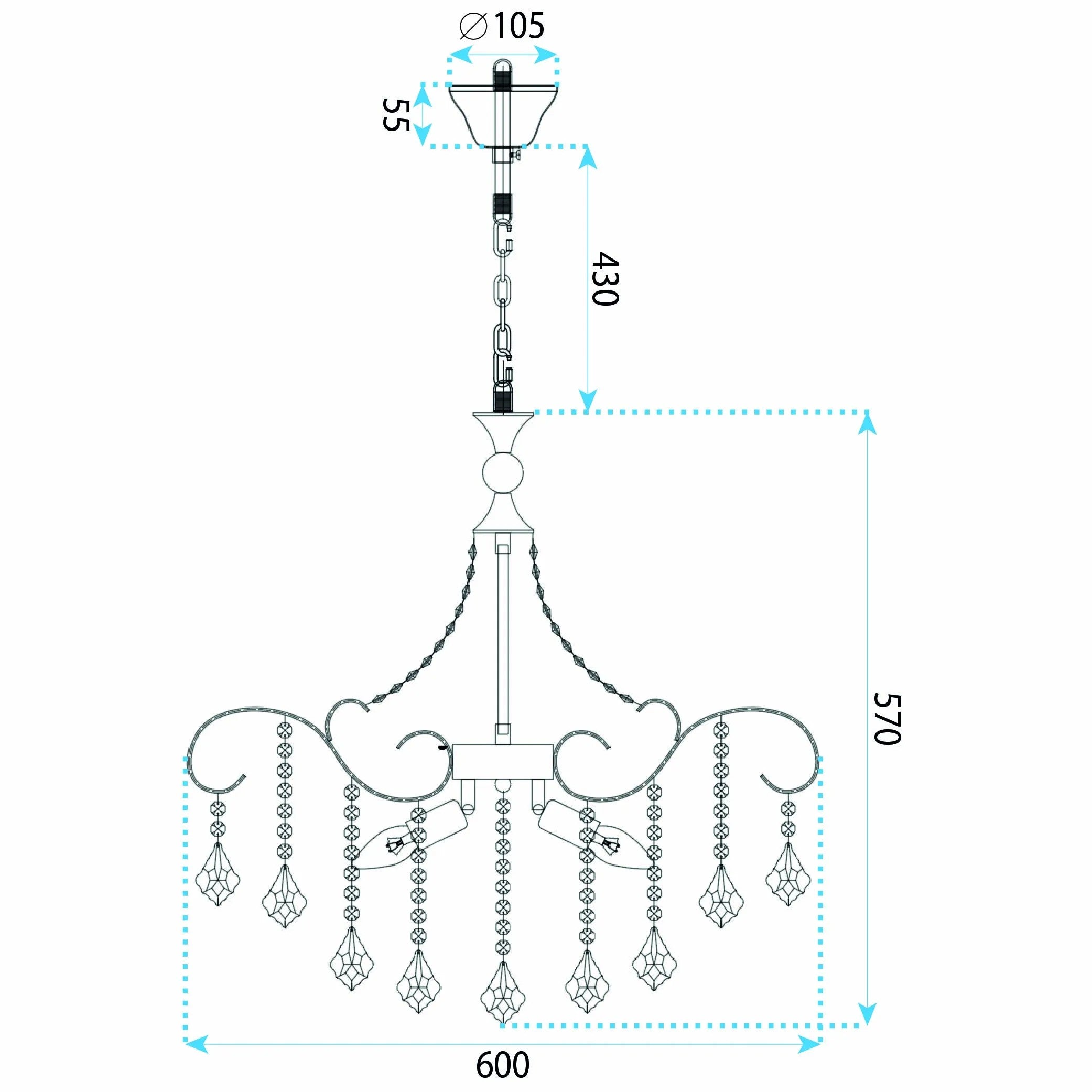 Lampa Wisząca Z Kryształami SWE081-CP 60cm Złota 13