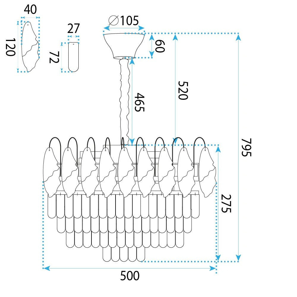 Lampa Wisząca Z Kryształami SWE080-CP 50cm Złota 13