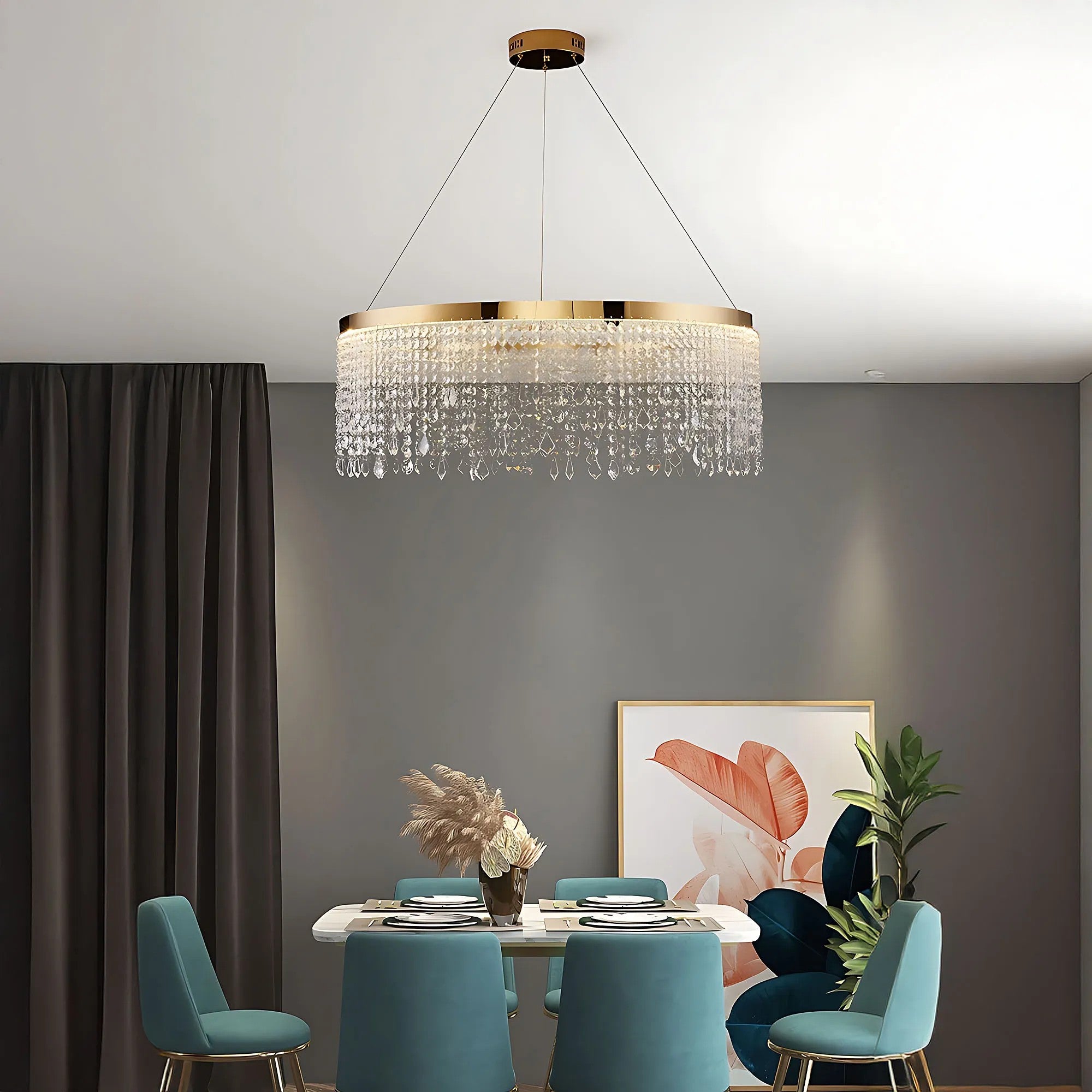 LAMPA SUFITOWA WISZĄCA LED APP1731-1CP Złota 60cm 14
