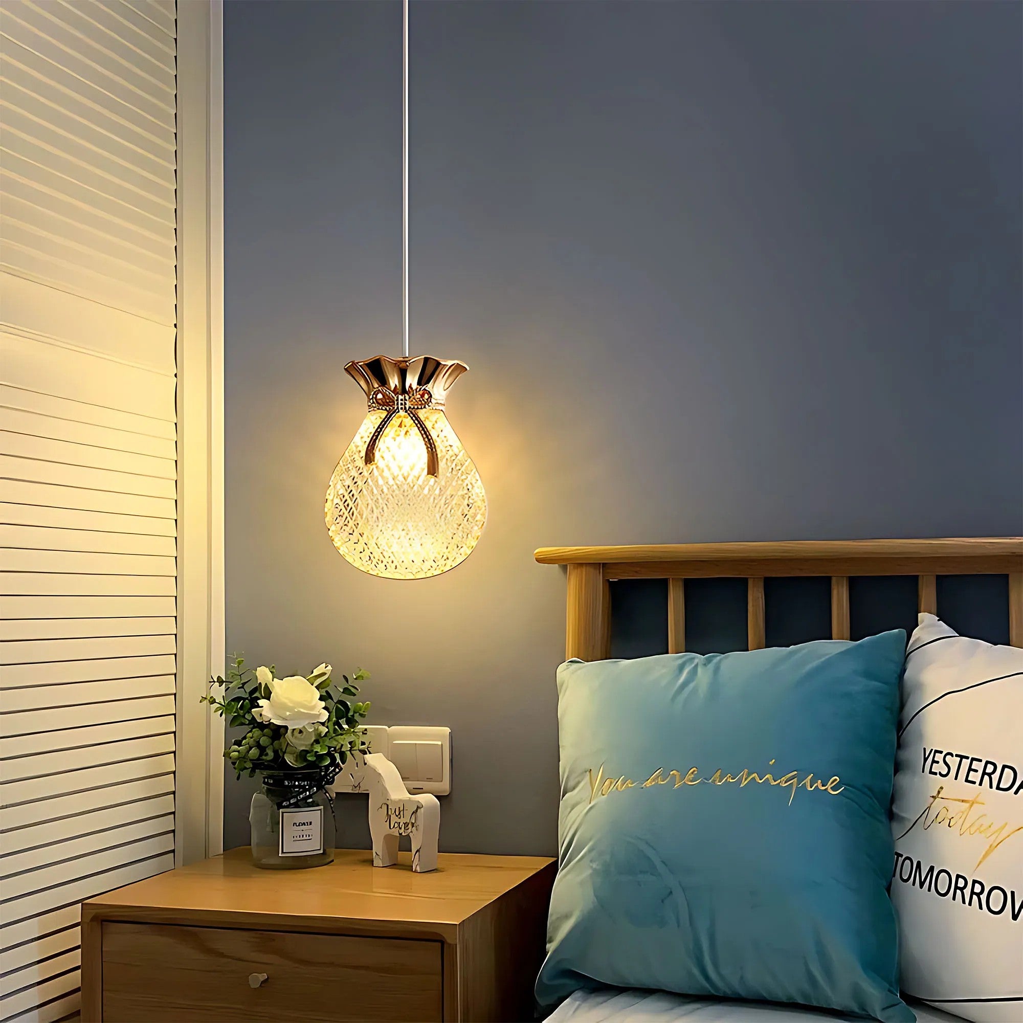 LAMPA SUFITOWA WISZĄCA LHJ107-1CP JASNE RÓŻOWE ZŁOTO 14