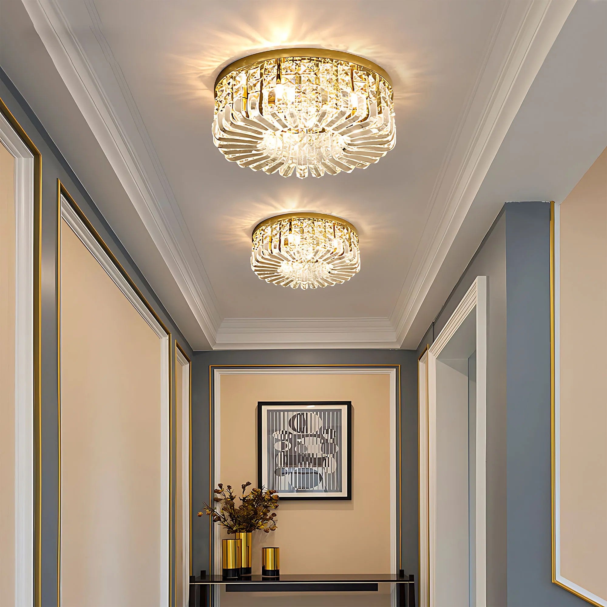 LAMPA KRYSZTAŁOWA PLAFON APP1729-8C 60 Cm ZŁOTA 14