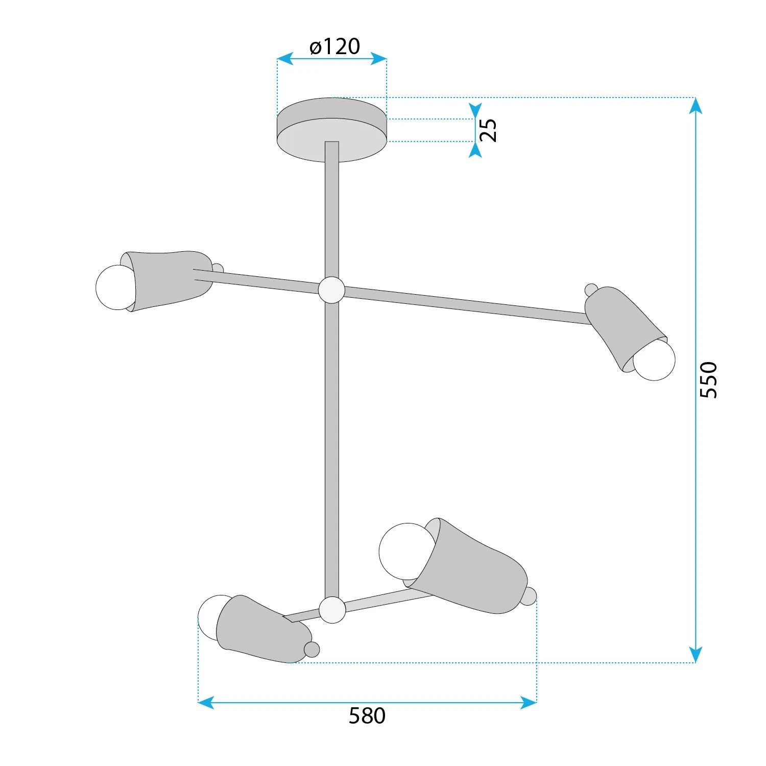 Lampa Wisząca 4-ramienna APP1708-4CP CZARNA + ZŁOTO 14
