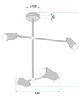 Lampa Wisząca 4-ramienna APP1708-4CP CZARNA + ZŁOTO 14