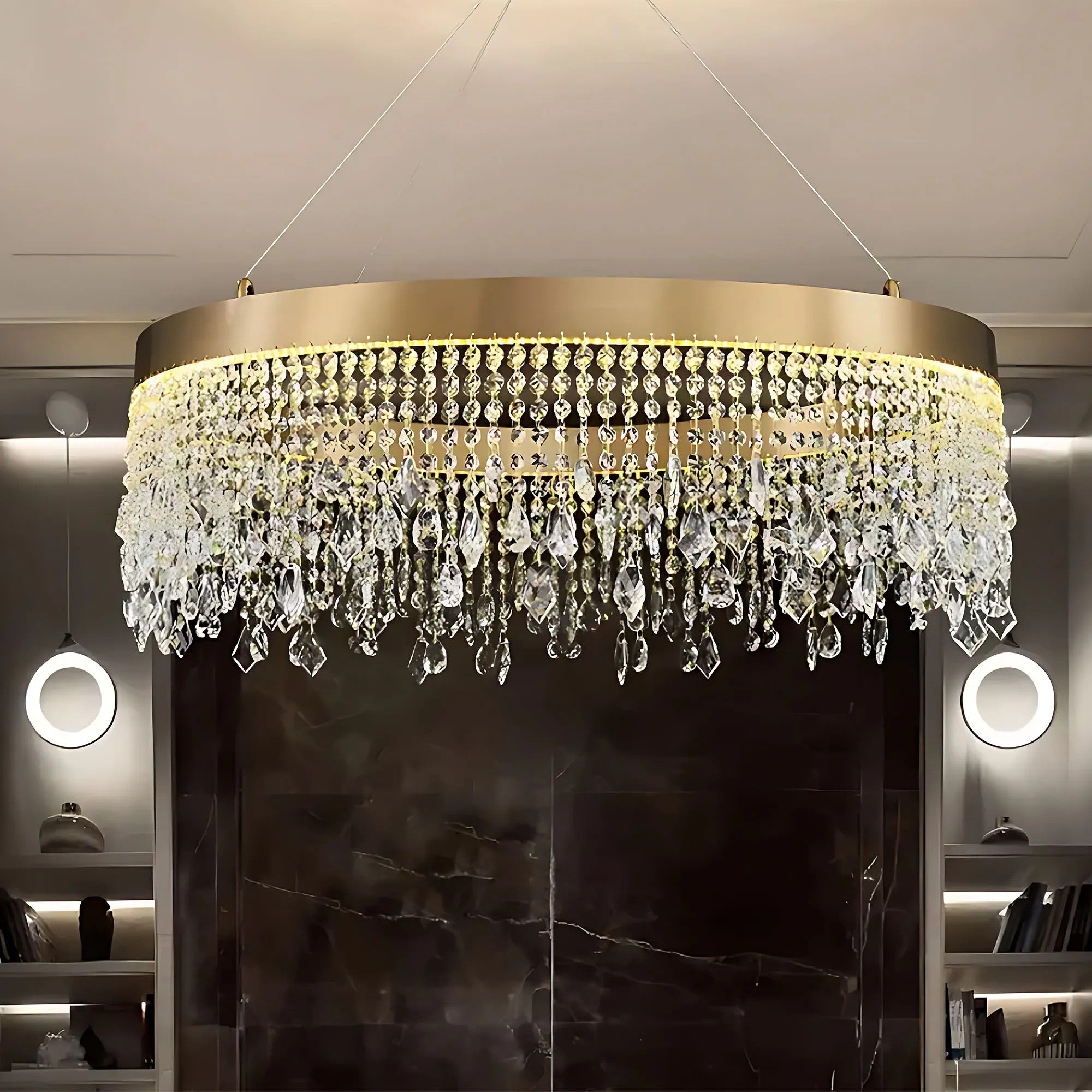 LAMPA SUFITOWA WISZĄCA LED APP1731-1CP Złota 60cm 15