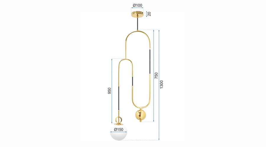 Lampa Sufitowa Wisząca Szkło Metal Kula  APP482-1CP Złota