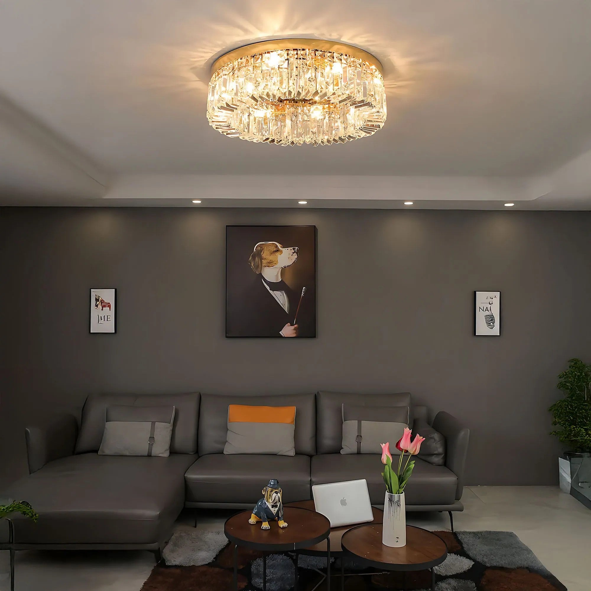 LAMPA KRYSZTAŁOWA PLAFON APP1729-8C 60 Cm ZŁOTA 16