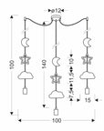 Trio Ccc P Lampa Wisząca Czarny 3X20W E27 Iq Kids Biały+Złoty+Szary