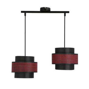 Toscana Lampa Wisząca Czarny 2X60W E27 Abażur Bordowy+Czarny