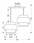 Toscana Lampa Wisząca Czarny 2X60W E27 Abażur Bordowy+Czarny