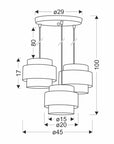 Sasso Lampa Wisząca Talerz Czarny 3X60W E27 Abażur Miętowy+Beżowy