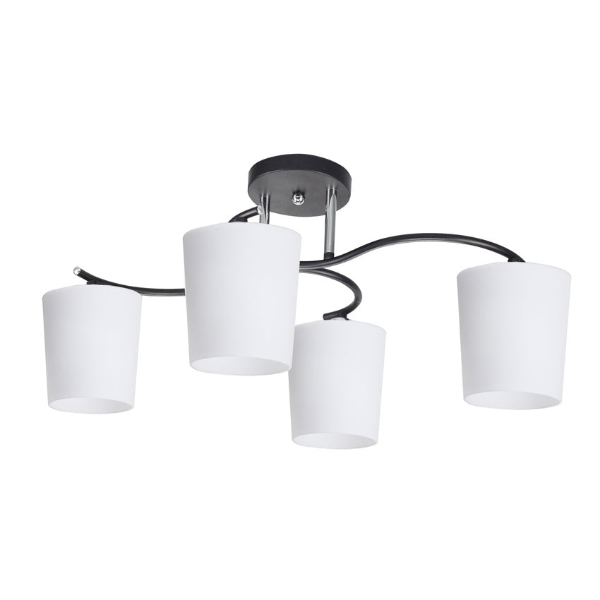 Esnyr Lampa Sufitowa Chromowy+Czarny 4X40 E27 Klosz Biały