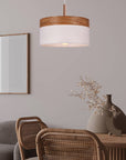 Orto Lampa Wisząca Biały+Drewniany 1X60W E27 Abażur Brązowy+Biały