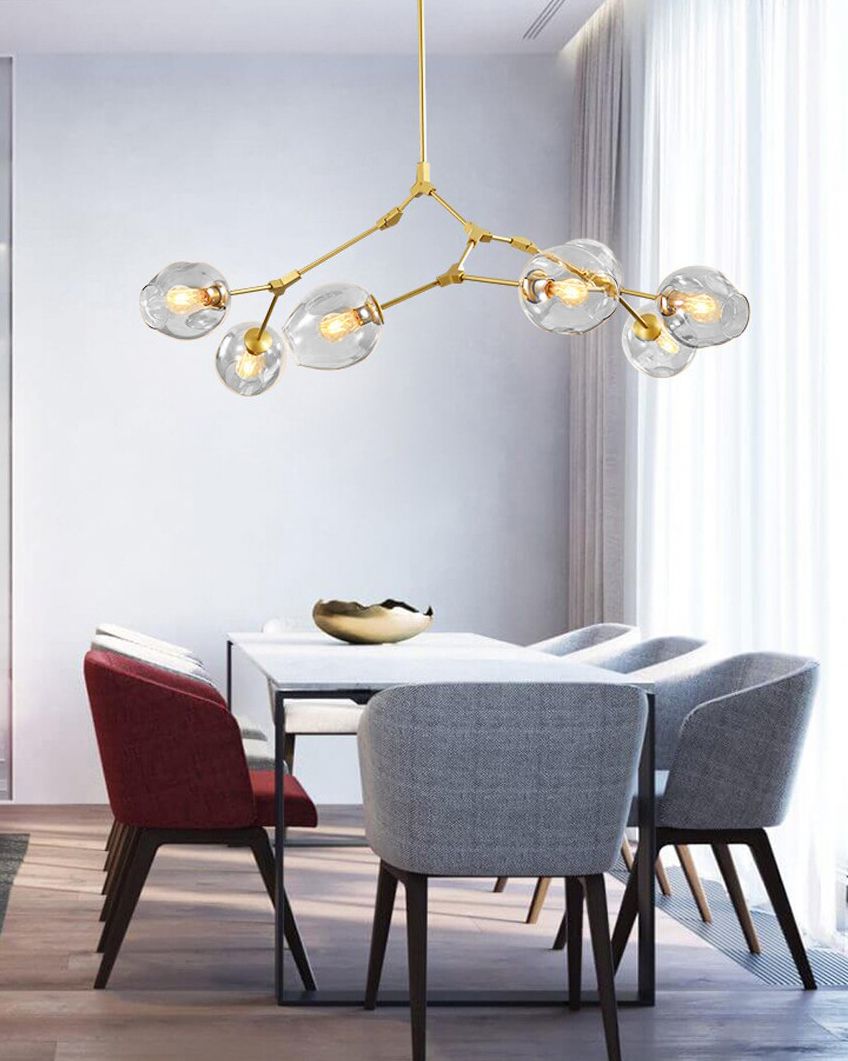 Lampa Wisząca Szklane Kule 7 Ramion APP507-7C Złota