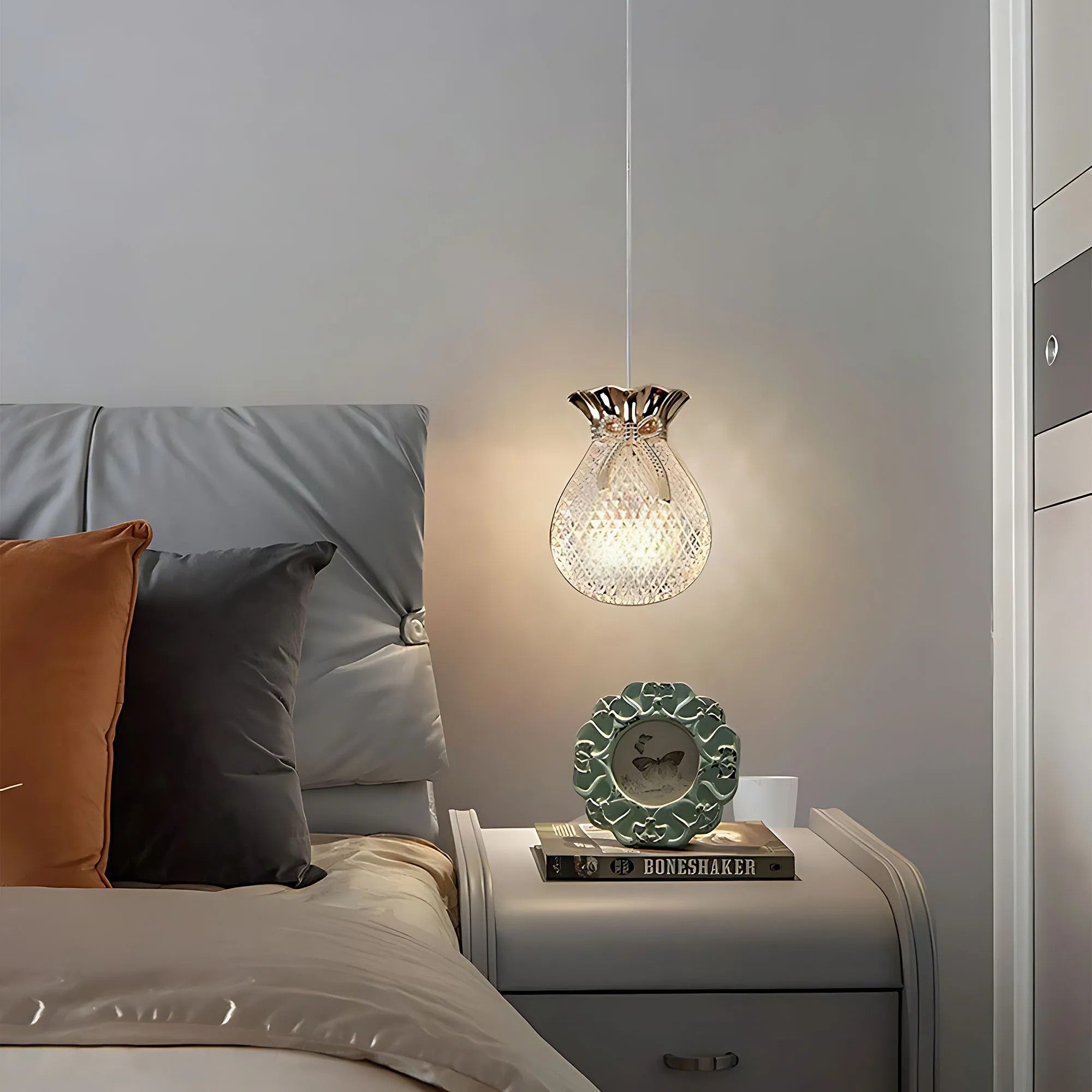 LAMPA SUFITOWA WISZĄCA LHJ107-1CP JASNE RÓŻOWE ZŁOTO 18