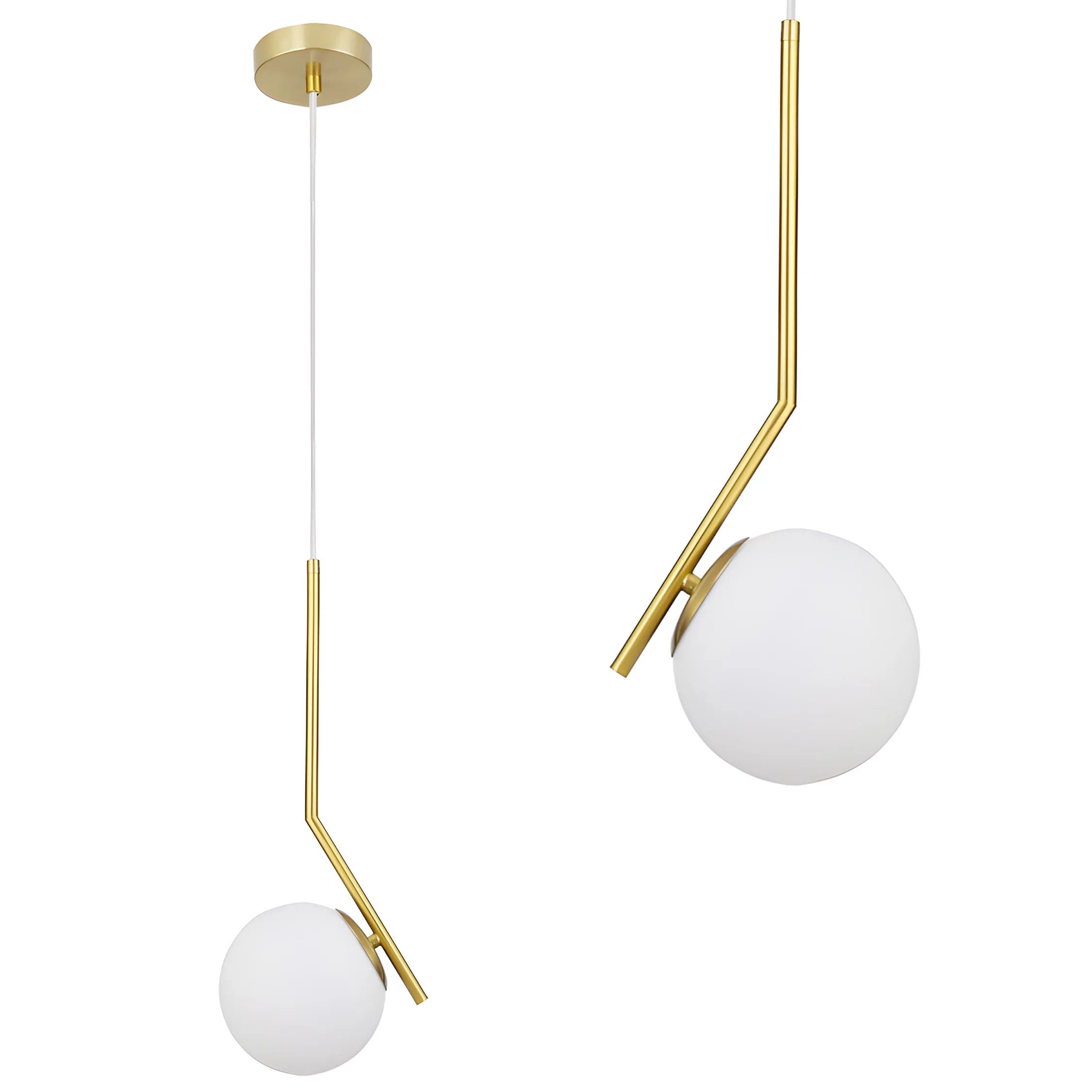 Lampa Sufitowa Wisząca Szklana Kula G106-1W Złota Biała 1