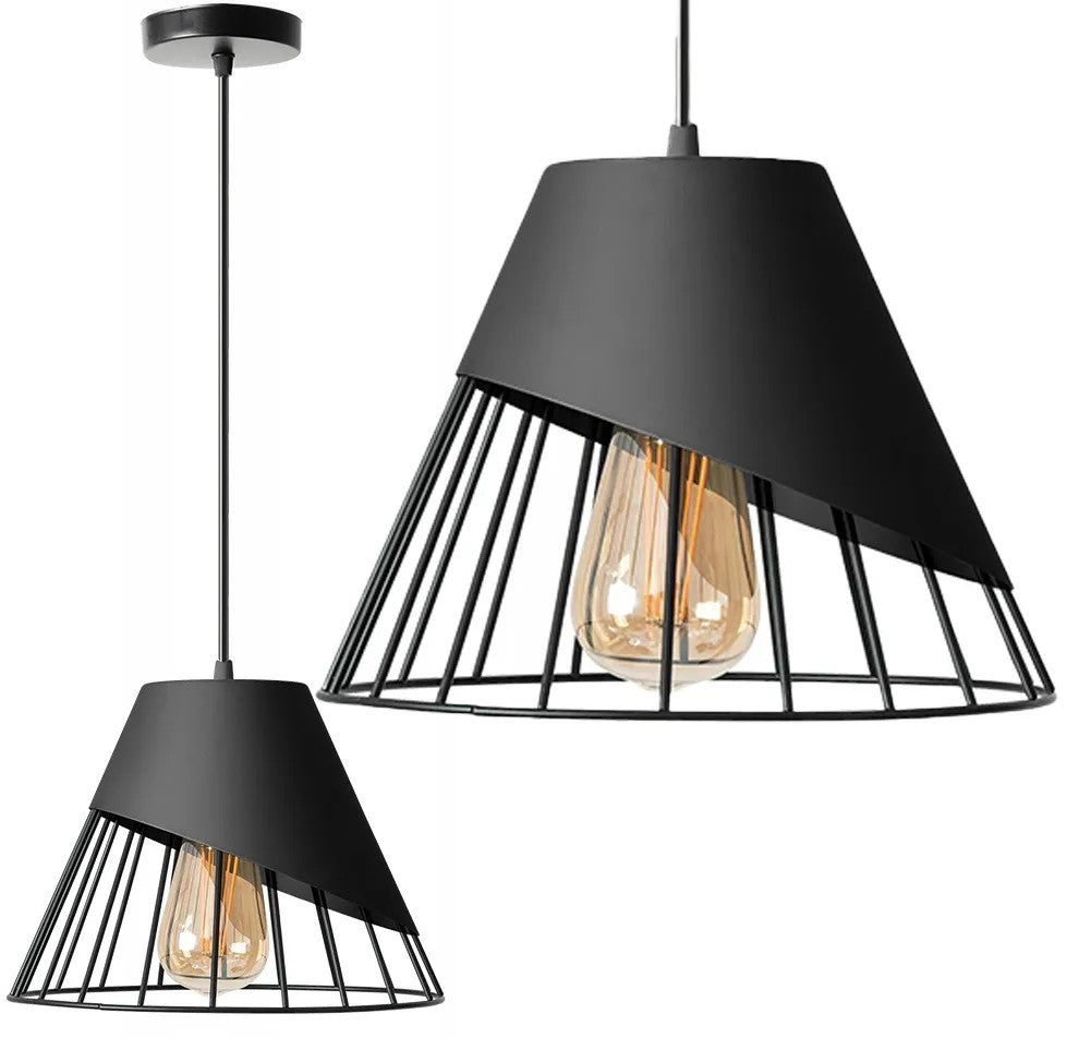 LAMPA SUFITOWA WISZĄCA KLOSZ METAL APP227-1CP CZARNA 1