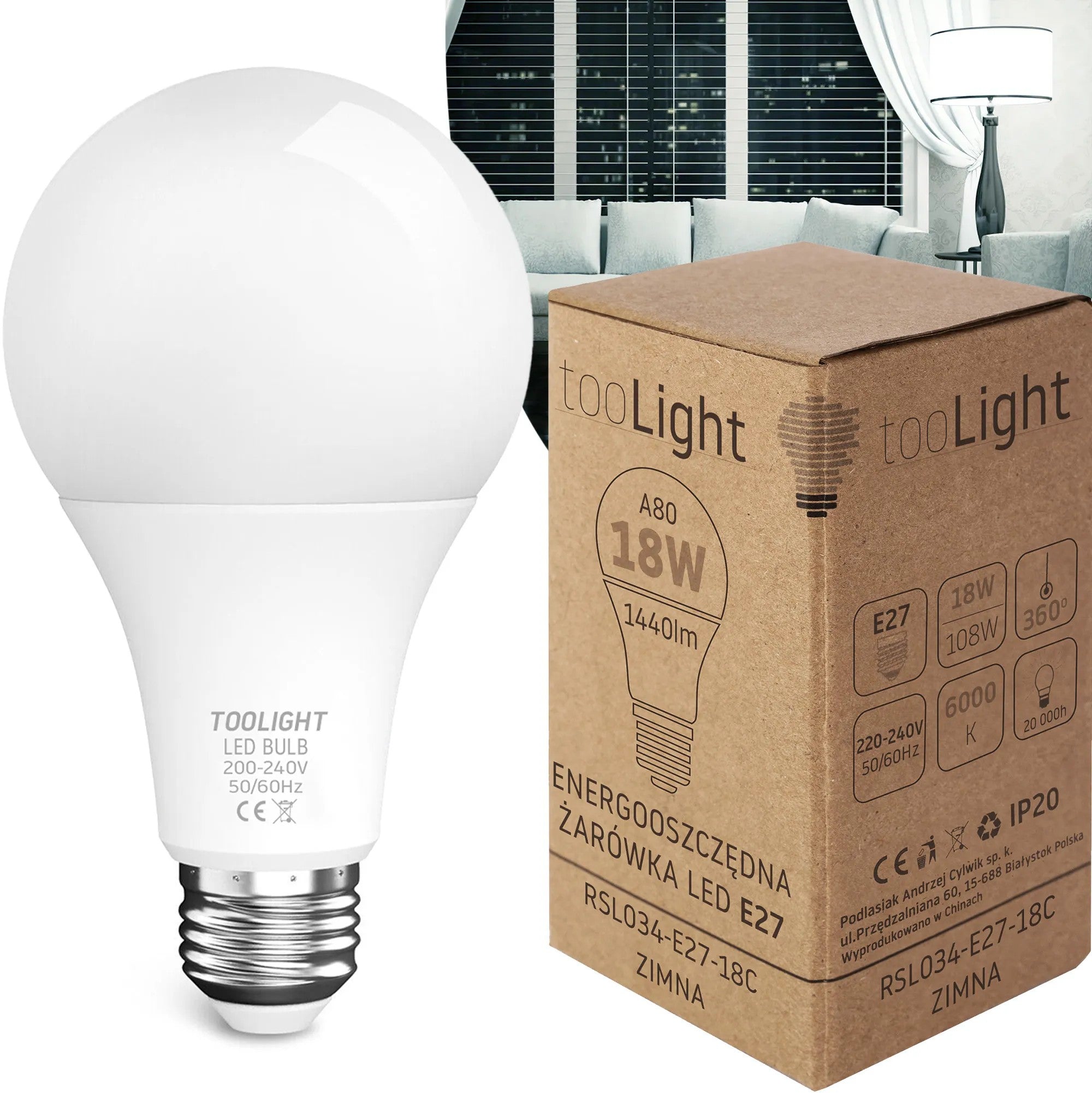 Żarówka LED Zimna E-27 18W RSL034 1