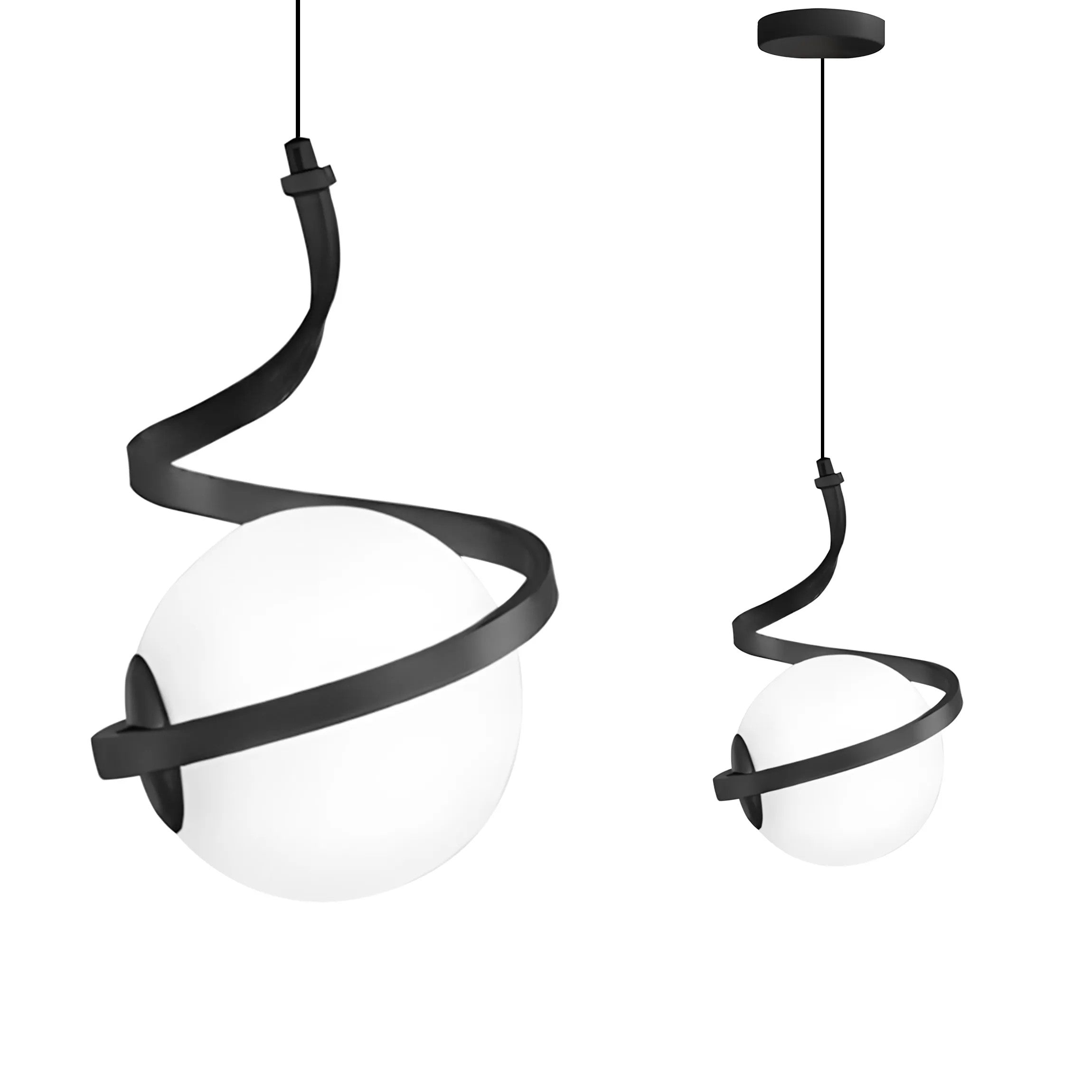 LAMPA WISZĄCA SZKLANA KULA SPIRALA APP1732-1CP CZARNA 1